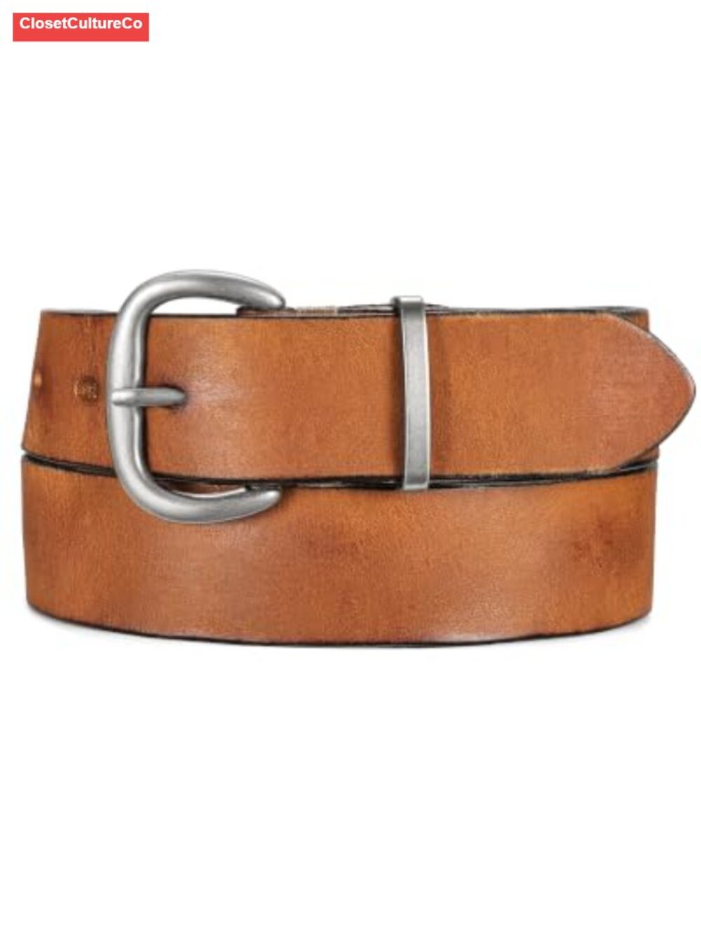 Genuine Full Grain Leather Belt Vintage Silver Buckle Women Jeans